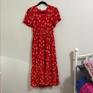 Floral Red Dress